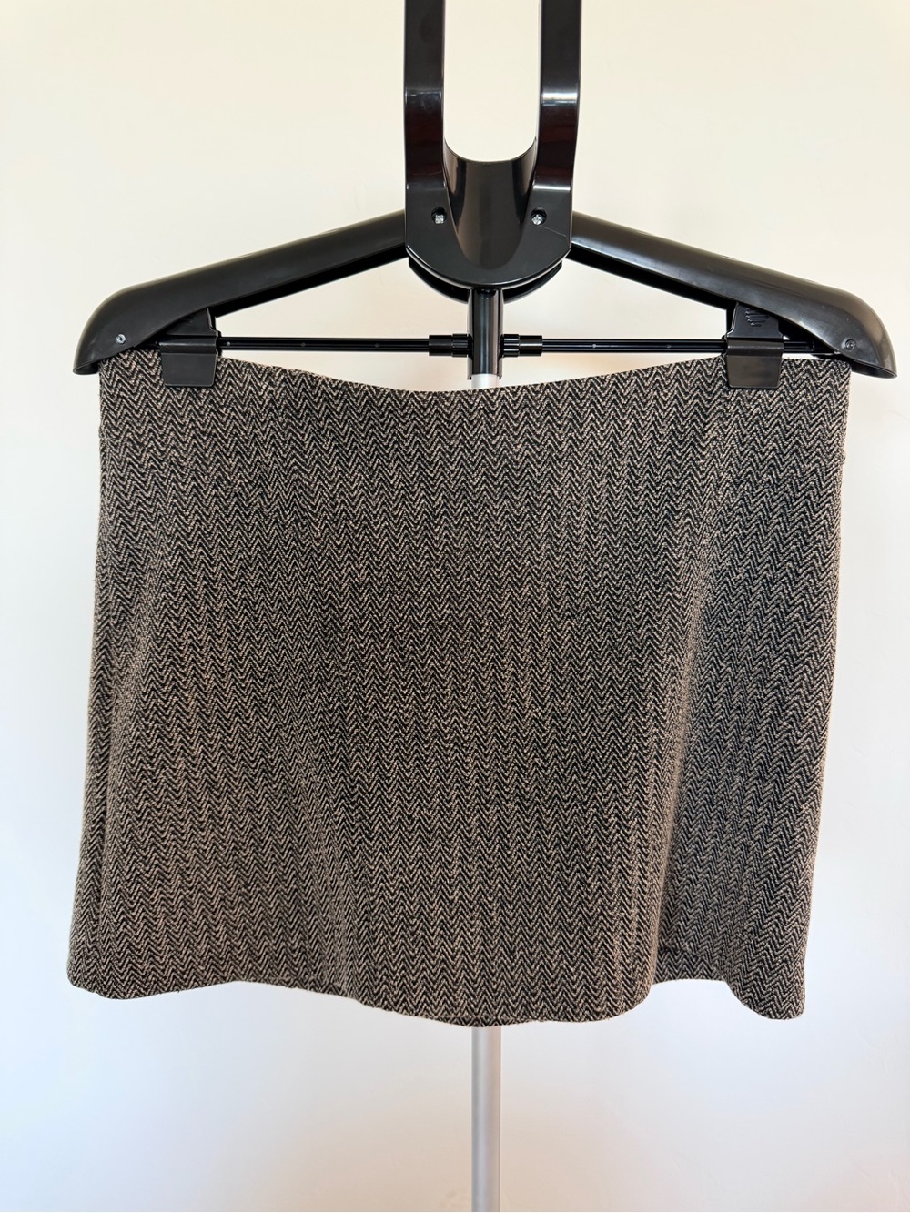 Express Mini Skirt in Brown and Black Herringbone